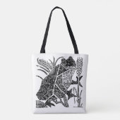Frog boho floral abstract tote bag (Achterkant)