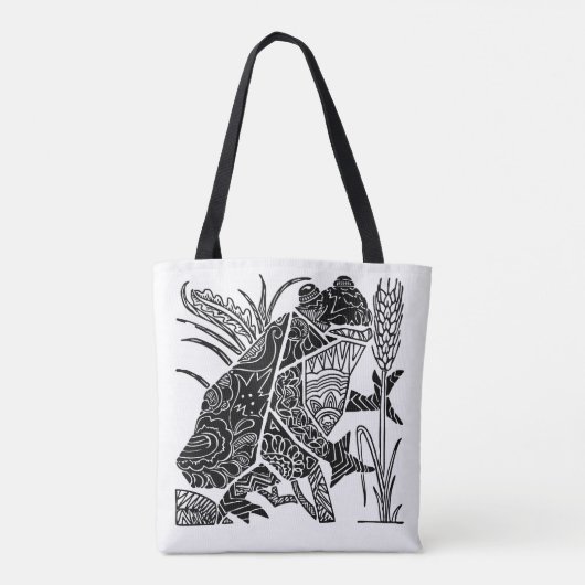 Frog boho floral abstract tote bag (Achterkant)