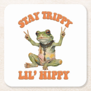 Frog Boho Hippie gepersonaliseerde Hippie Kartonnen Onderzetters