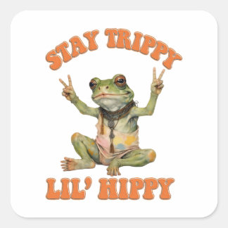 Frog Boho Hippie gepersonaliseerde Hippie Vierkante Sticker