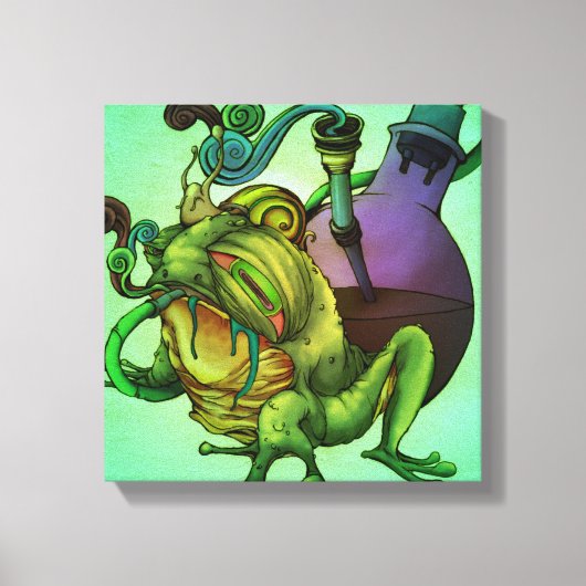 Frog & Bong (Green) Canvas Afdruk (Voorkant)