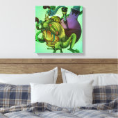 Frog & Bong (Green) Canvas Afdruk (Insitu (Slaapkamer))