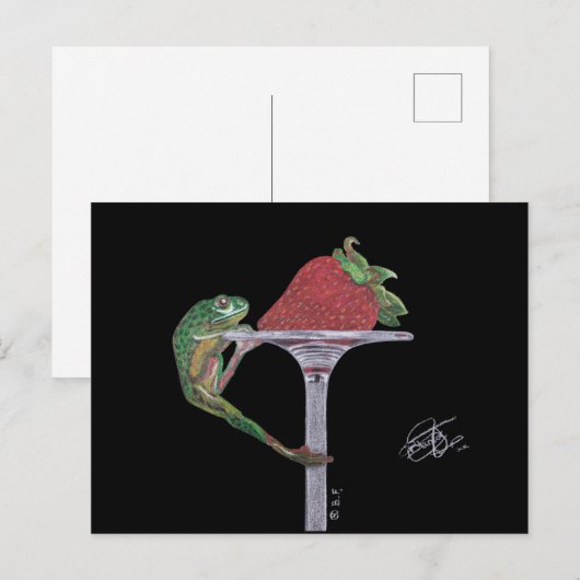 FROG CATCHING A STRAWBERRY FEESTDAGENKAART (Voorkant / Achterkant)