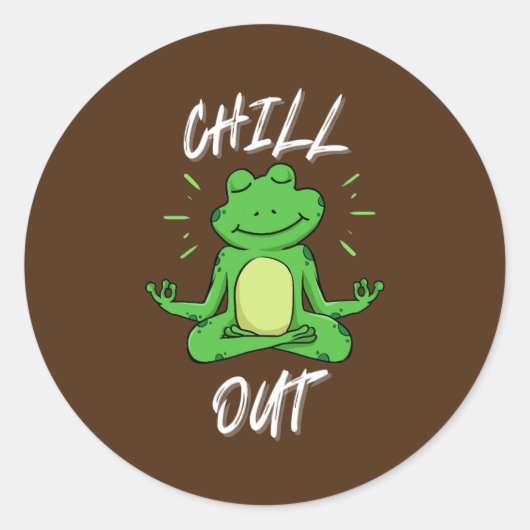Frog Chill Out Funny Yoga & Meditation Gift Ronde Sticker (Voorkant)