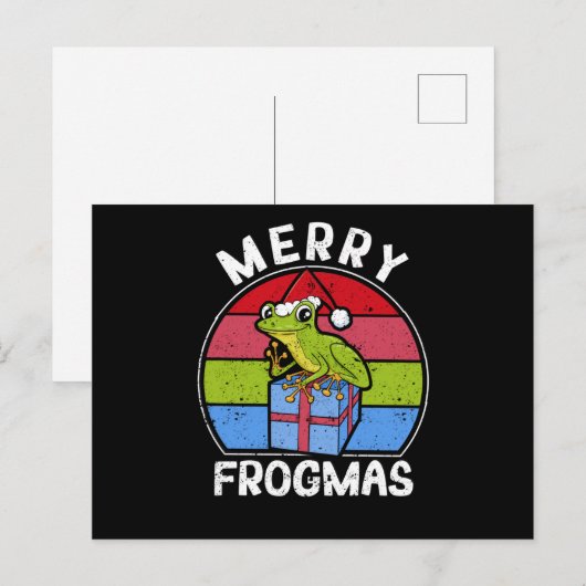 Frog Christmas Pyjamas Santa Hat Briefkaart (Voorkant / Achterkant)