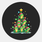 Frog Christmas Tree Funny Hopper Holiday Cute Frog Ronde Sticker (Voorkant)