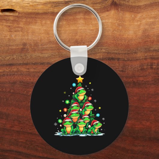 Frog Christmas Tree Funny Hopper Holiday Cute Frog Sleutelhanger (Voorkant)
