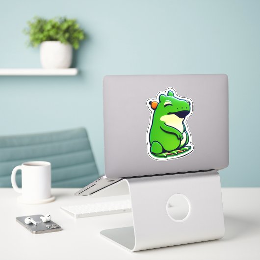 Frog Classic Sticker (Laptop op bureau)