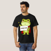 Frog Coming Soon - Kikker met Cape Holding komt er T-shirt (Voorkant volledig)
