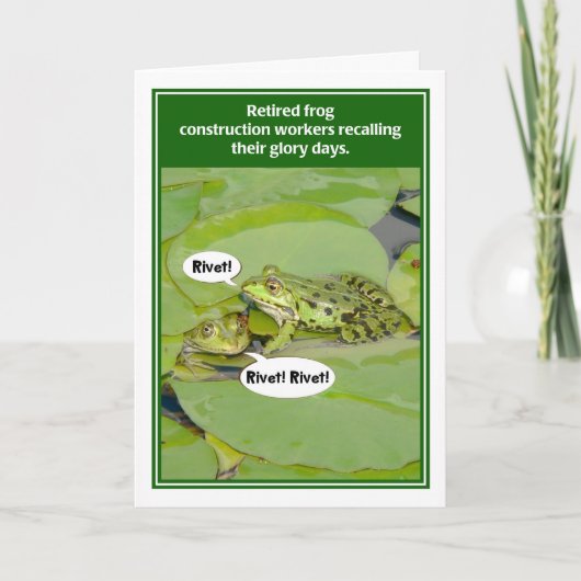 Frog Construction Workers Funny Retimentation Card Kaart (Voorkant)
