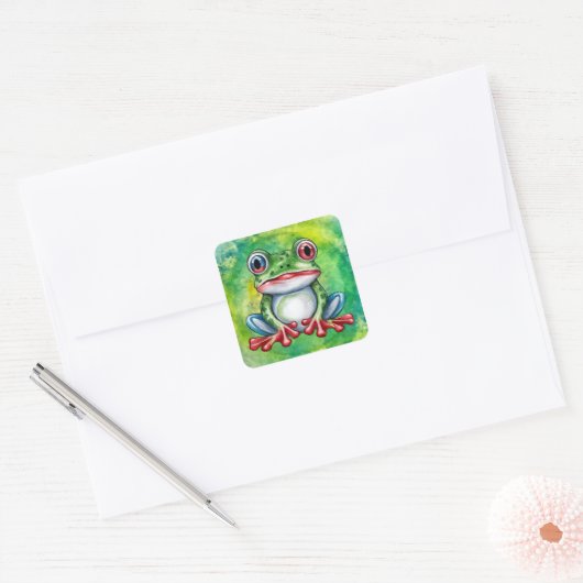 Frog Cut Vierkante Sticker (Envelop)