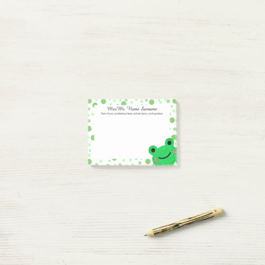 Frog Cute Green Polka Post-it® Notes (Op bureau)