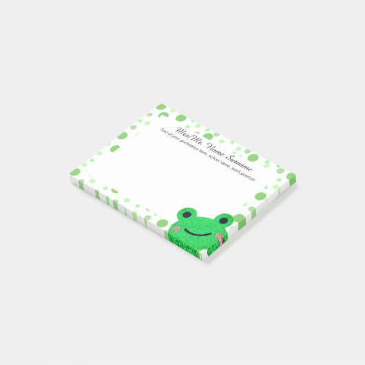 Frog Cute Green Polka Post-it® Notes (Schuin)