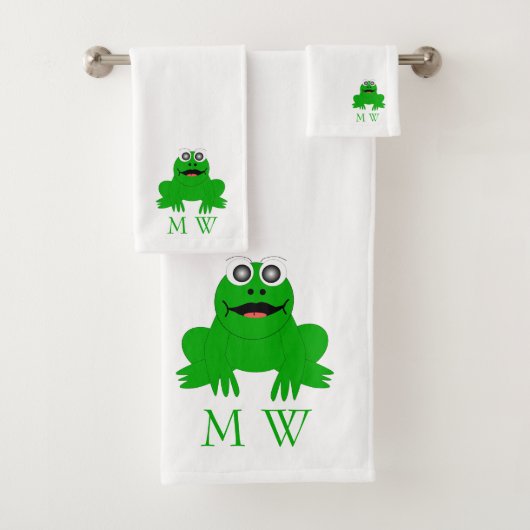 Frog Design Monogrammed Bad Handdoek (Insitu)