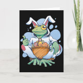 Frog Dressed As Easter Bunny With Eggs Kaart (Voorkant)