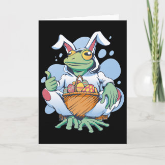 Frog Dressed As Easter Bunny With Eggs  Kaart