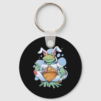 Frog Dressed As Easter Bunny With Eggs  Sleutelhanger