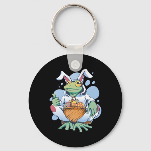 Frog Dressed As Easter Bunny With Eggs Sleutelhanger (Voorkant)