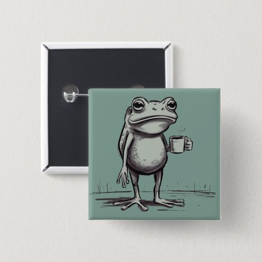 Frog Drinking Coffee Meme Mystical Toad Frog Lover Vierkante Button 5,1 Cm (Voorkant /achterkant)