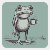 Frog Drinking Coffee Meme Mystical Toad Frog Lover Vierkante Sticker (Voorkant)