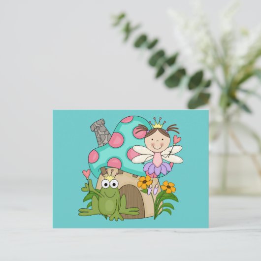 Frog Fairy Toadstool House Tshirts en Gifts Briefkaart (Staand voorkant)