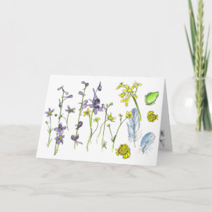 Frog Feathers Flowers Natuur Happy Birthday Kaart