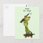 Frog Figurine Golfer Briefkaart (Voorkant / Achterkant)