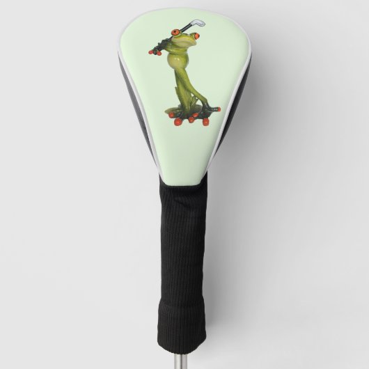 Frog Figurine Golfer Driver Hoesje Golfheadcover (Voorkant)