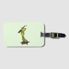 Frog Figurine Golfer on Bag Label Biz Kaart Slot Bagagelabel