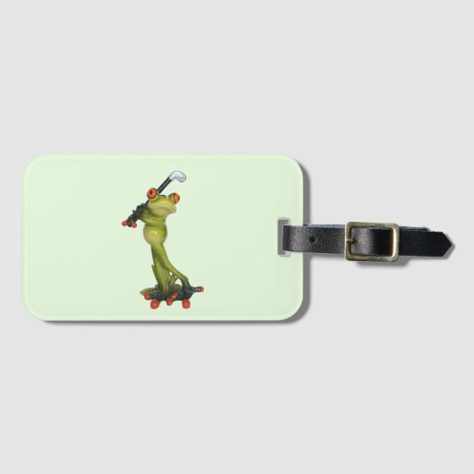 Frog Figurine Golfer on Bag Label Biz Kaart Slot Bagagelabel (Voorkant (horizontaal))