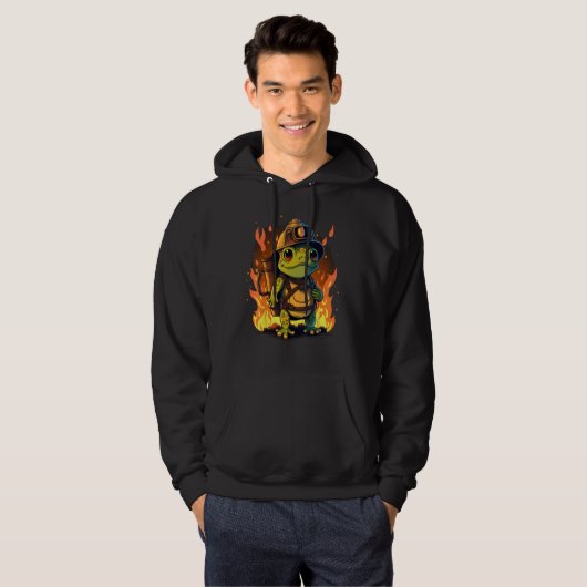 Frog Fireman on Firefighter Frog Hoodie (Voorkant volledig)