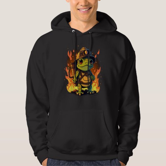 Frog Fireman on Firefighter Frog Hoodie (Voorkant)