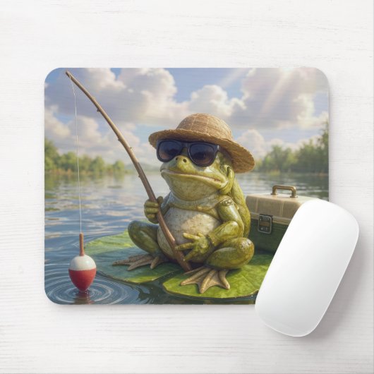 Frog Fishing From a Lily Pad Muismat (Met muis)