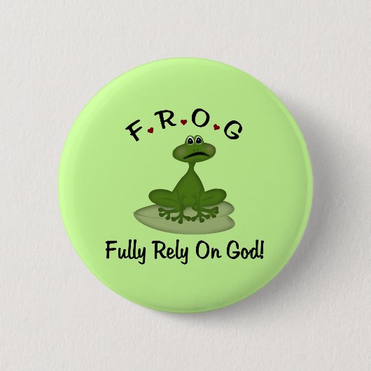 Frog Fully Rust op God Ronde Button 5,7 Cm (Voorkant)