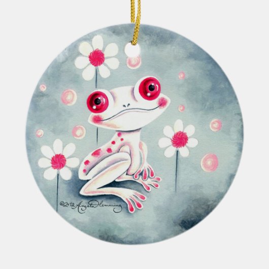 Frog Girly Pink Cute Keramisch Ornament (Voorkant)