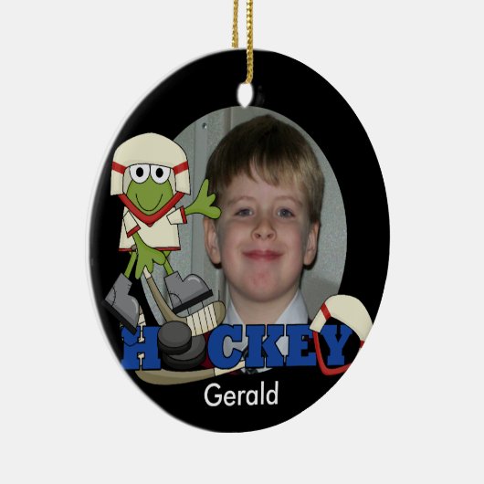 Frog Hockey Foto Ornament (Rechts)