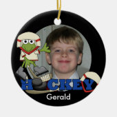 Frog Hockey Foto Ornament (Voorkant)