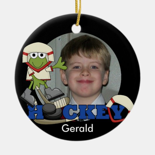 Frog Hockey Foto Ornament (Voorkant)