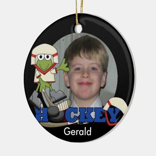 Frog Hockey Foto Ornament (Links)