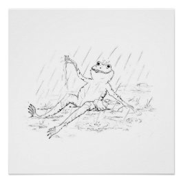 Frog in the rain print (part 3 of a set) perfect poster