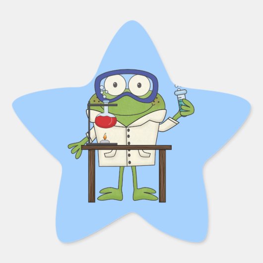 Frog in the Science Lab Ster Sticker (Voorkant)