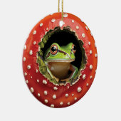 Frog in Toadstool – Cute Woodland Mushroom Art Keramisch Ornament (Rechts)