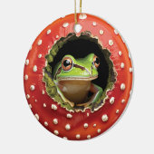 Frog in Toadstool – Cute Woodland Mushroom Art Keramisch Ornament (Links)