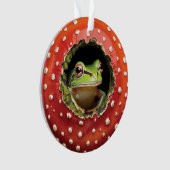 Frog in Toadstool – Cute Woodland Mushroom Art Ornament (voorkant)
