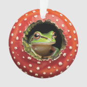 Frog in Toadstool – Cute Woodland Mushroom Art Ornament (voorkant)