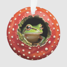 Frog in Toadstool – Cute Woodland Mushroom Art Ornament