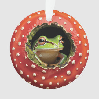 Frog in Toadstool – Cute Woodland Mushroom Art Ornament