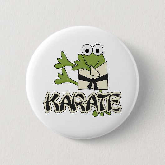 Frog Karate Tshirts en Gifts Ronde Button 5,7 Cm (Voorkant)