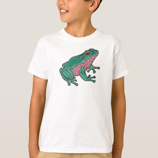 Frog Kids T-Shirt – Cute Green Animal Tee for Boys (Voorkant)