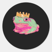 Frog King Funky Meme Classic Style Ronde Sticker (Voorkant)